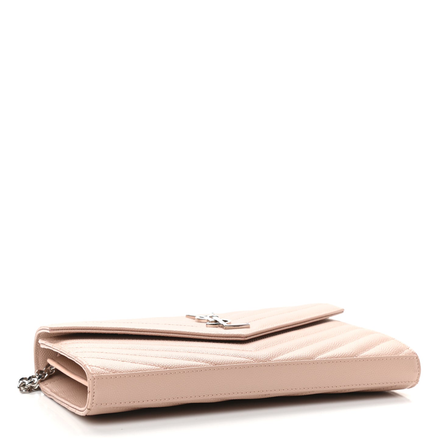 Grain De Poudre Matelasse Chevron Monogram Chain Wallet Pale Pink
