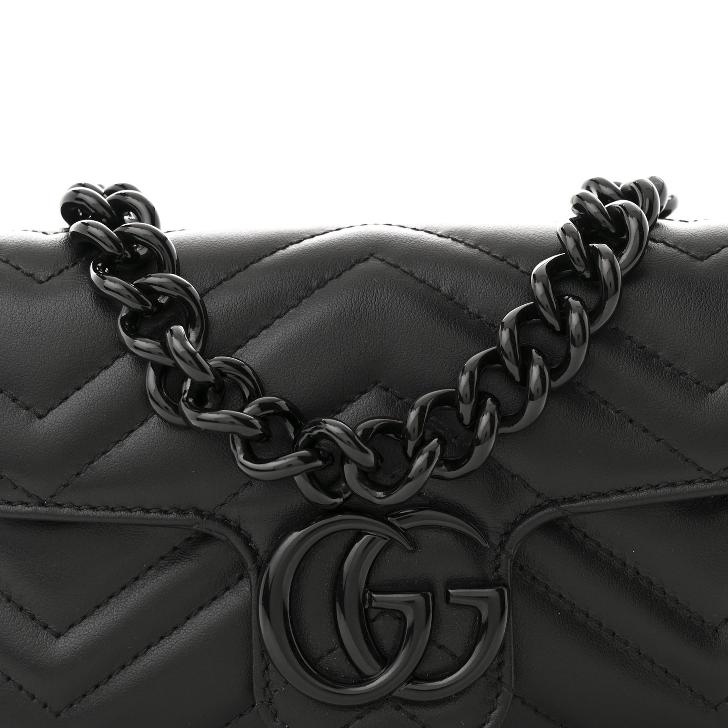 Calfskin Matelasse Monochrome GG Marmont Chain Belt Bag Black