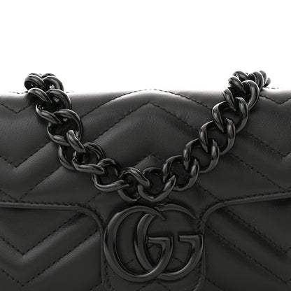 Gucci Calfskin Matelasse Monochrome GG Marmont Chain Belt Bag Black 7 of 9