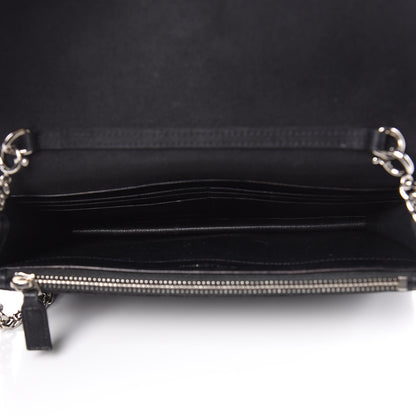 Saint Laurent Satin Chevron Monogram Envelope Chain Wallet Black 5 of 15