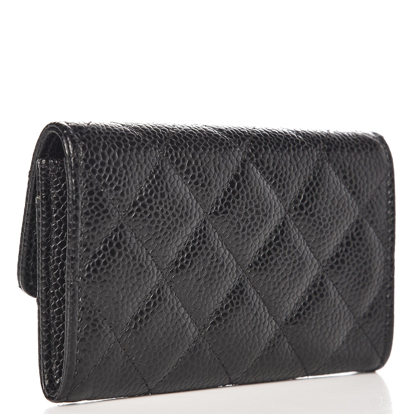 Caviar Quilted Flap Card Holder Black