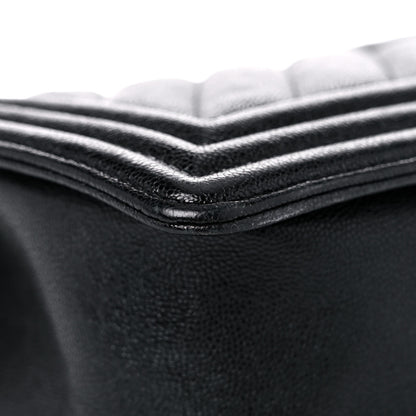 Chanel Caviar Chevron Quilted Medium Boy Flap Black 10 of 12