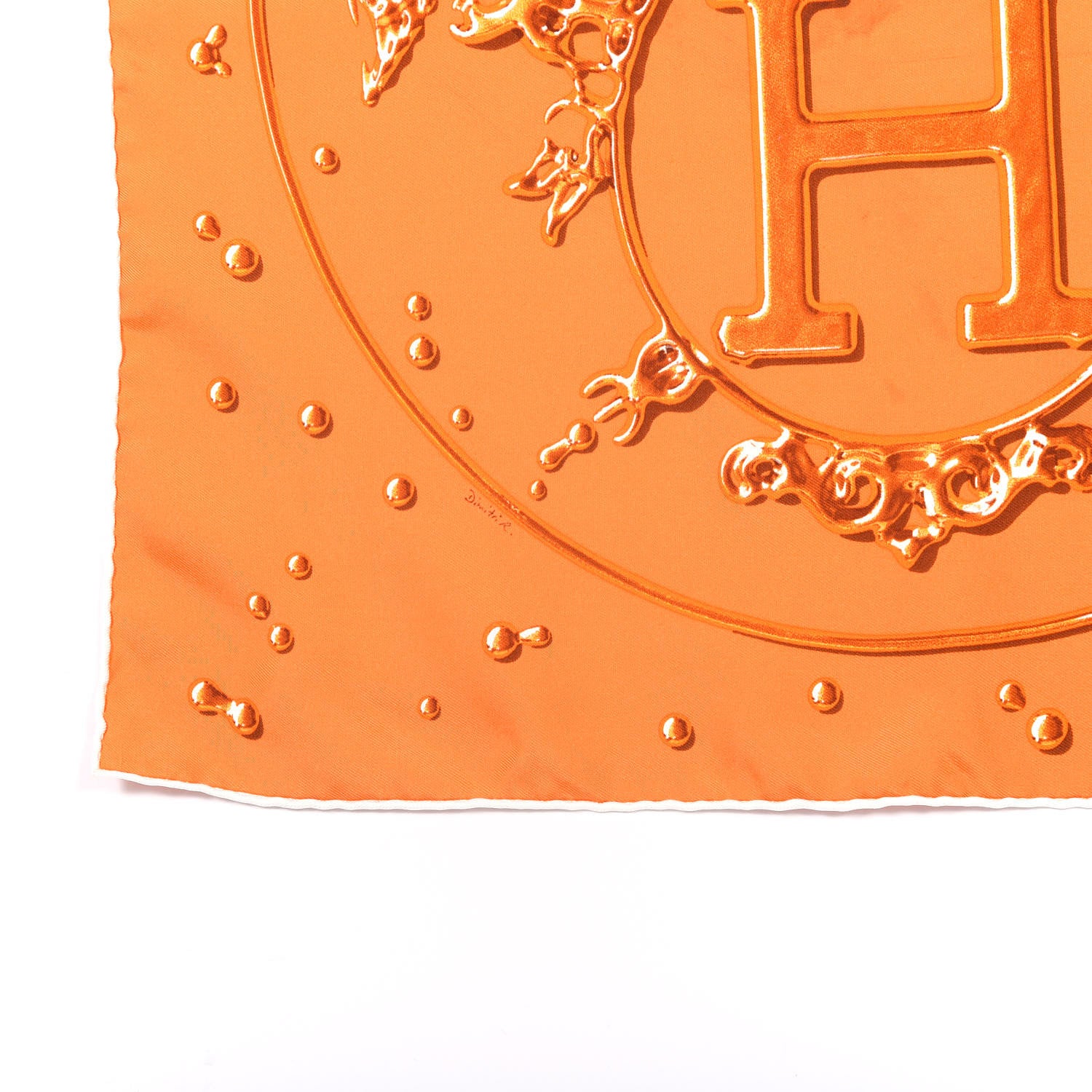 Hermes Silk Vif Argent Pocket Square Scarf Orange 3 of 7