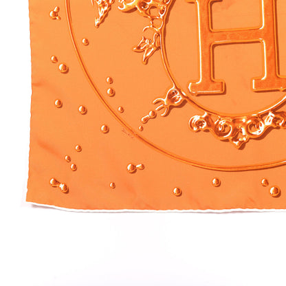 Hermes Silk Vif Argent Pocket Square Scarf Orange 3 of 7