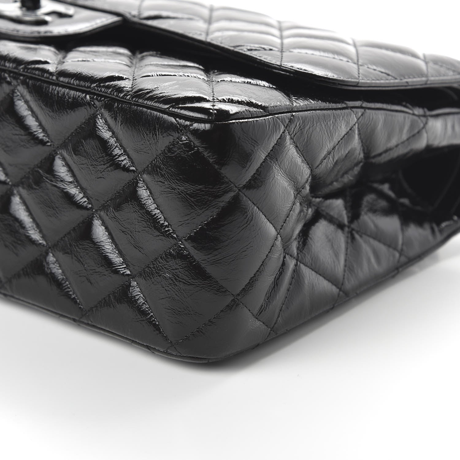 Chanel Shiny Distressed Calfskin Quilted Jumbo Double Flap So Black 7 of 11