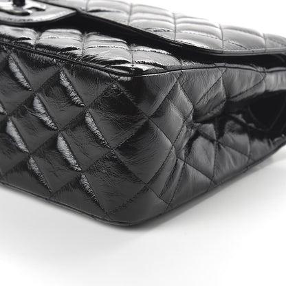 Chanel Shiny Distressed Calfskin Quilted Jumbo Double Flap So Black 7 of 11