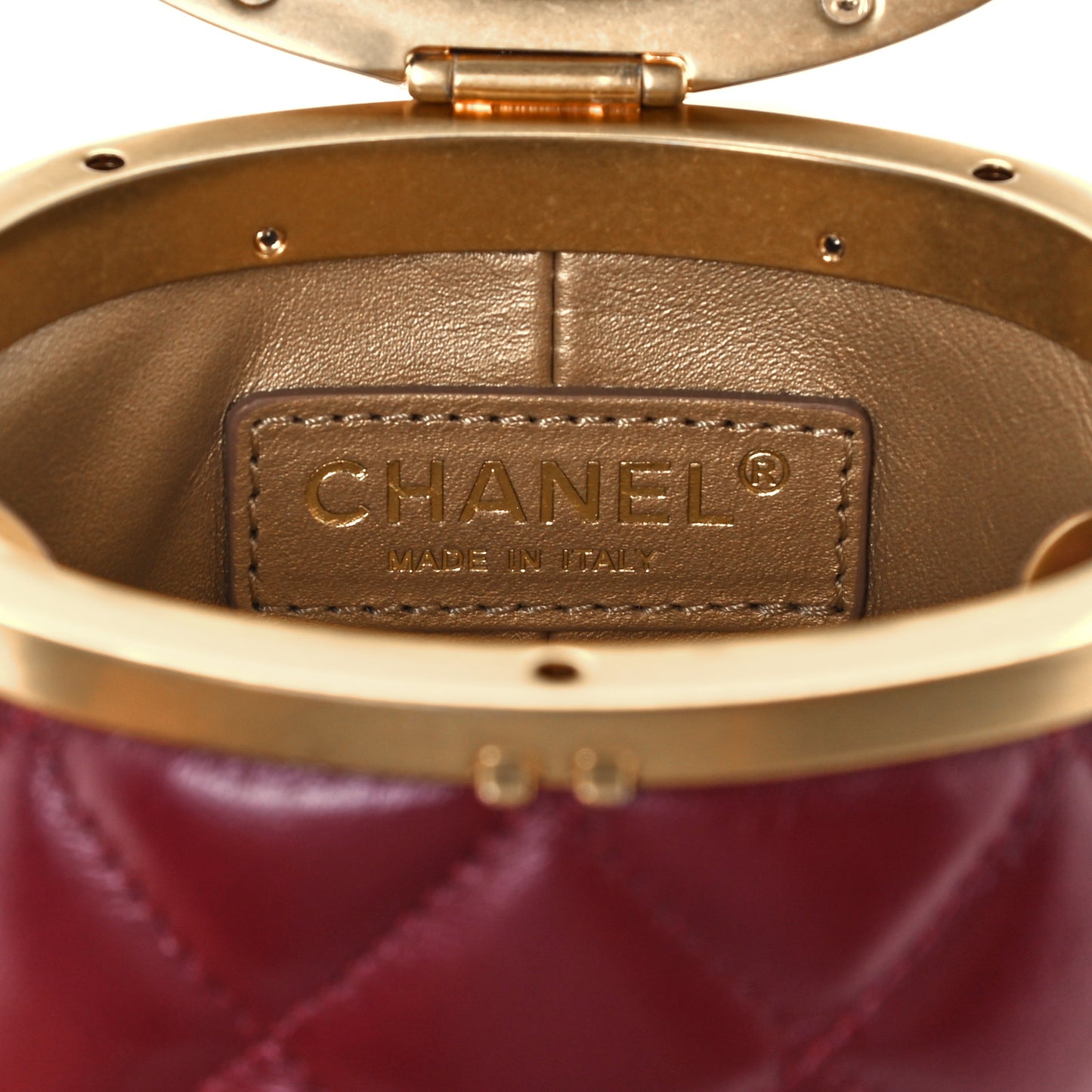 Lambskin Quilted Mini Crown Box Bag Burgundy