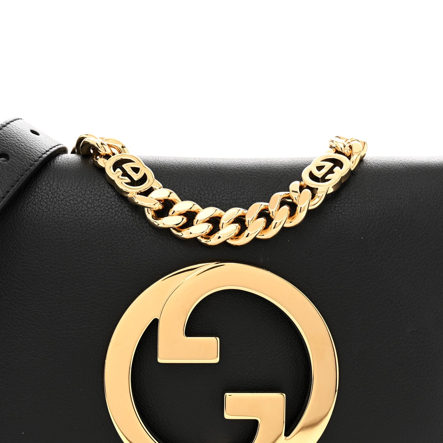 Gucci Roxy Calfskin Blondie Chain Shoulder Flap Bag Black 1887846