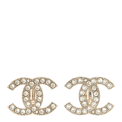Chanel Crystal CC Clip on Earrings Gold 1 of 5