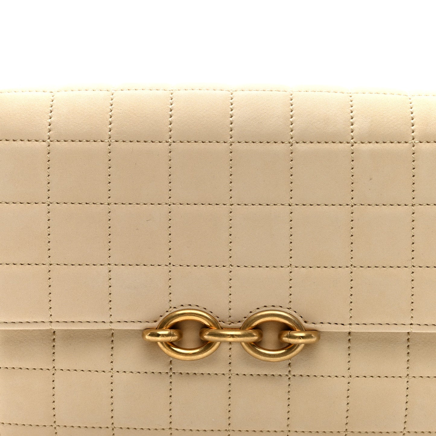 Nubuck Suede Carre Quilted Le Maillon Satchel Butter