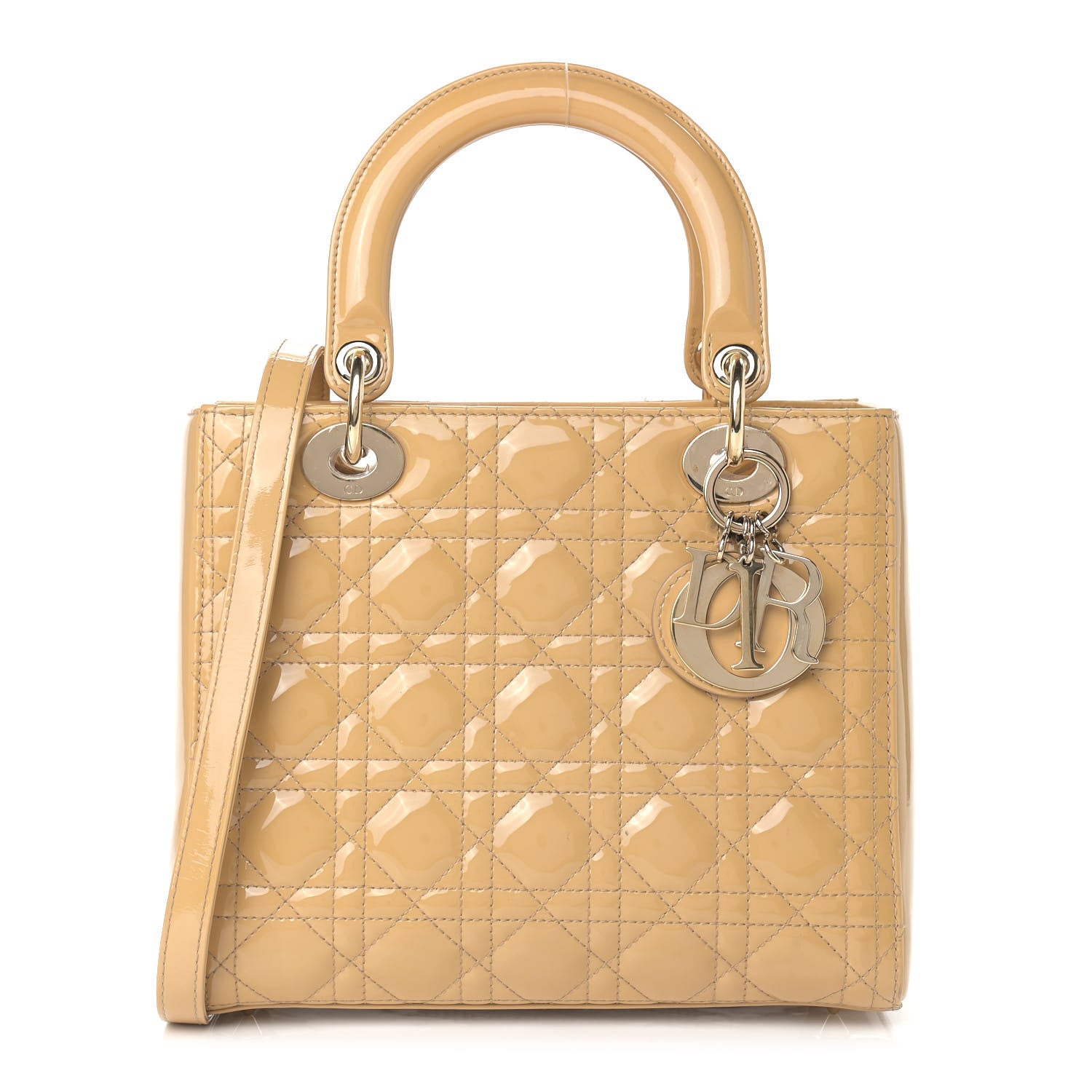 Christian Dior Patent Cannage Medium Lady Dior Beige 1 of 10