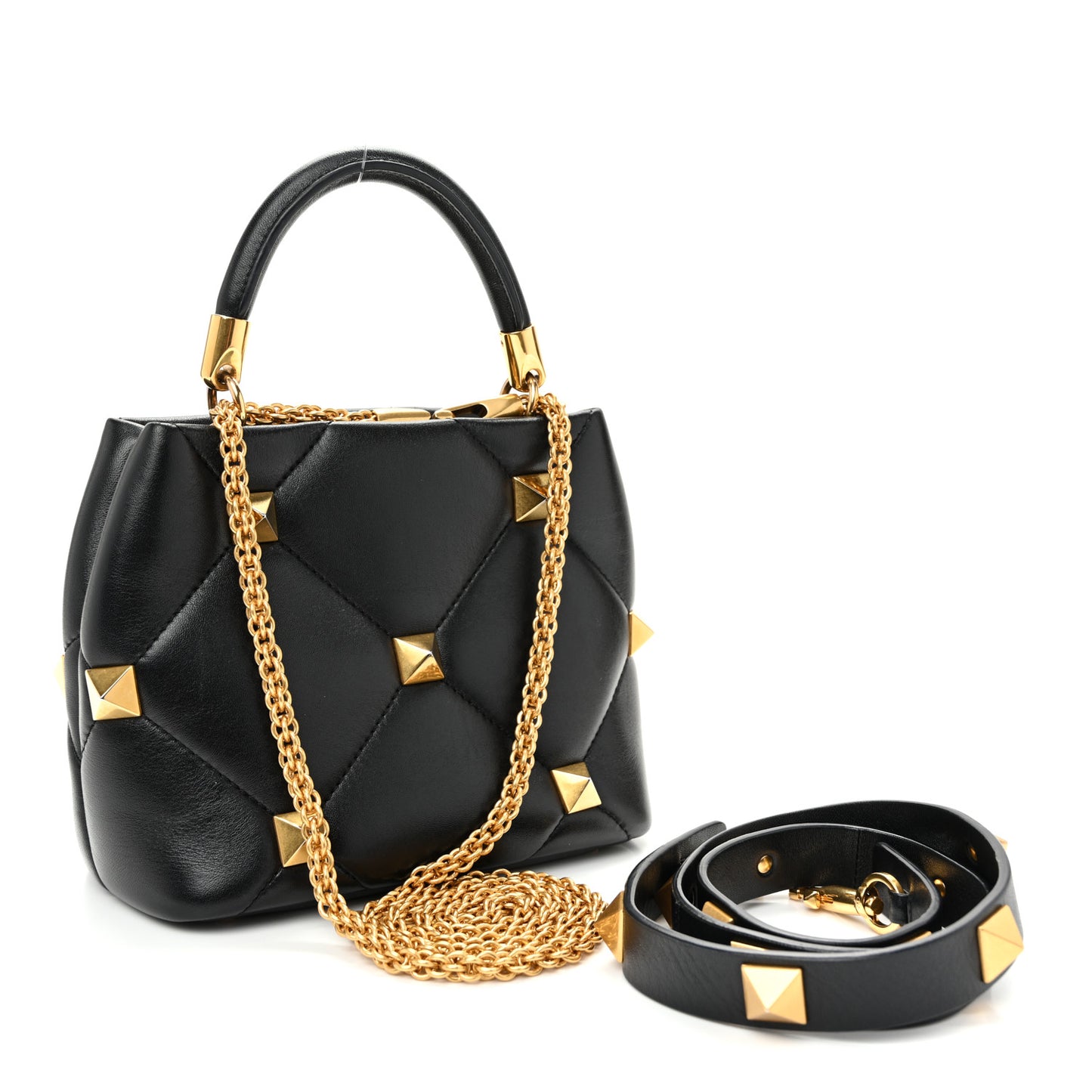 Nappa Small Roman Stud The Handle Bag Black