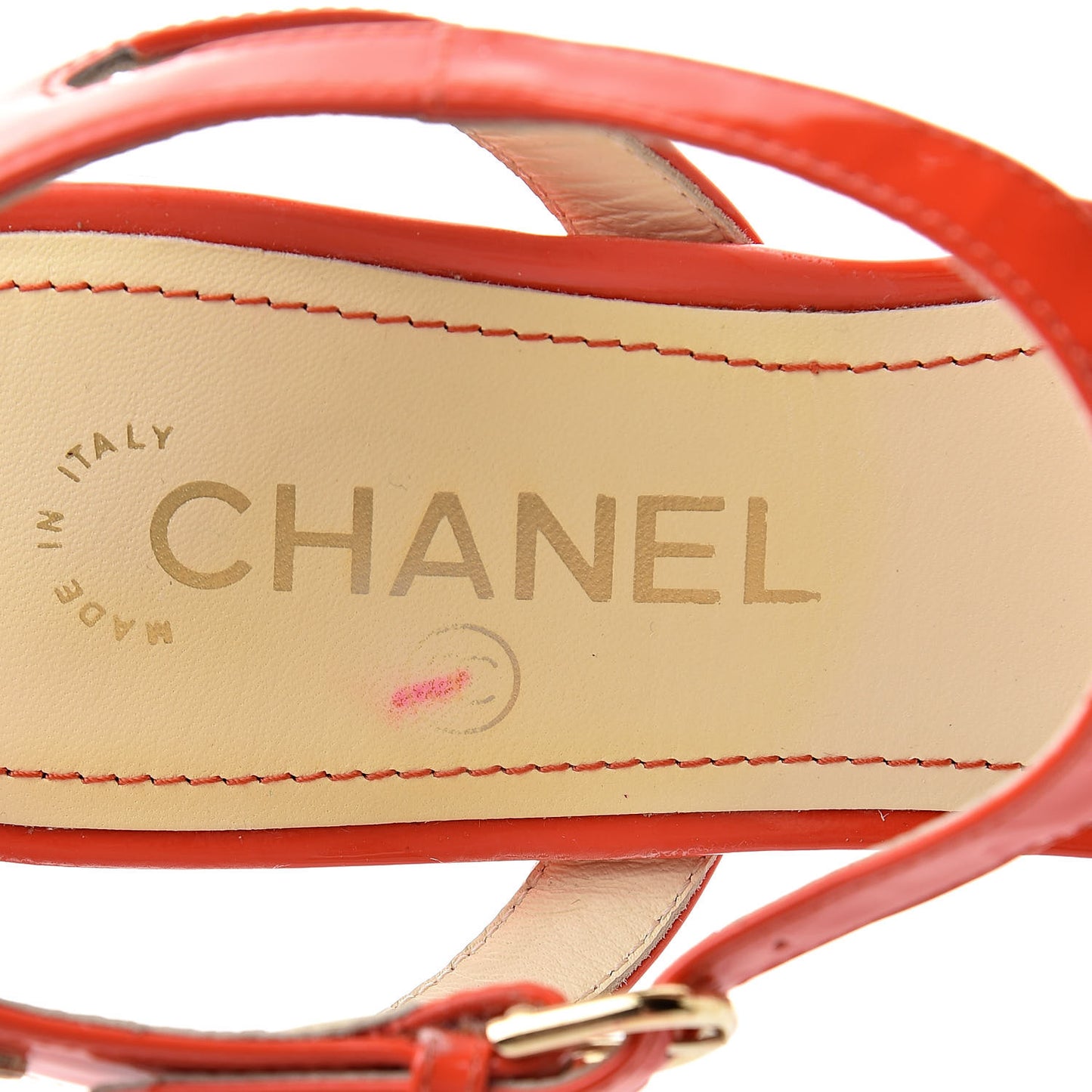 Patent Camellia Thong Sandals 40.5 Orange