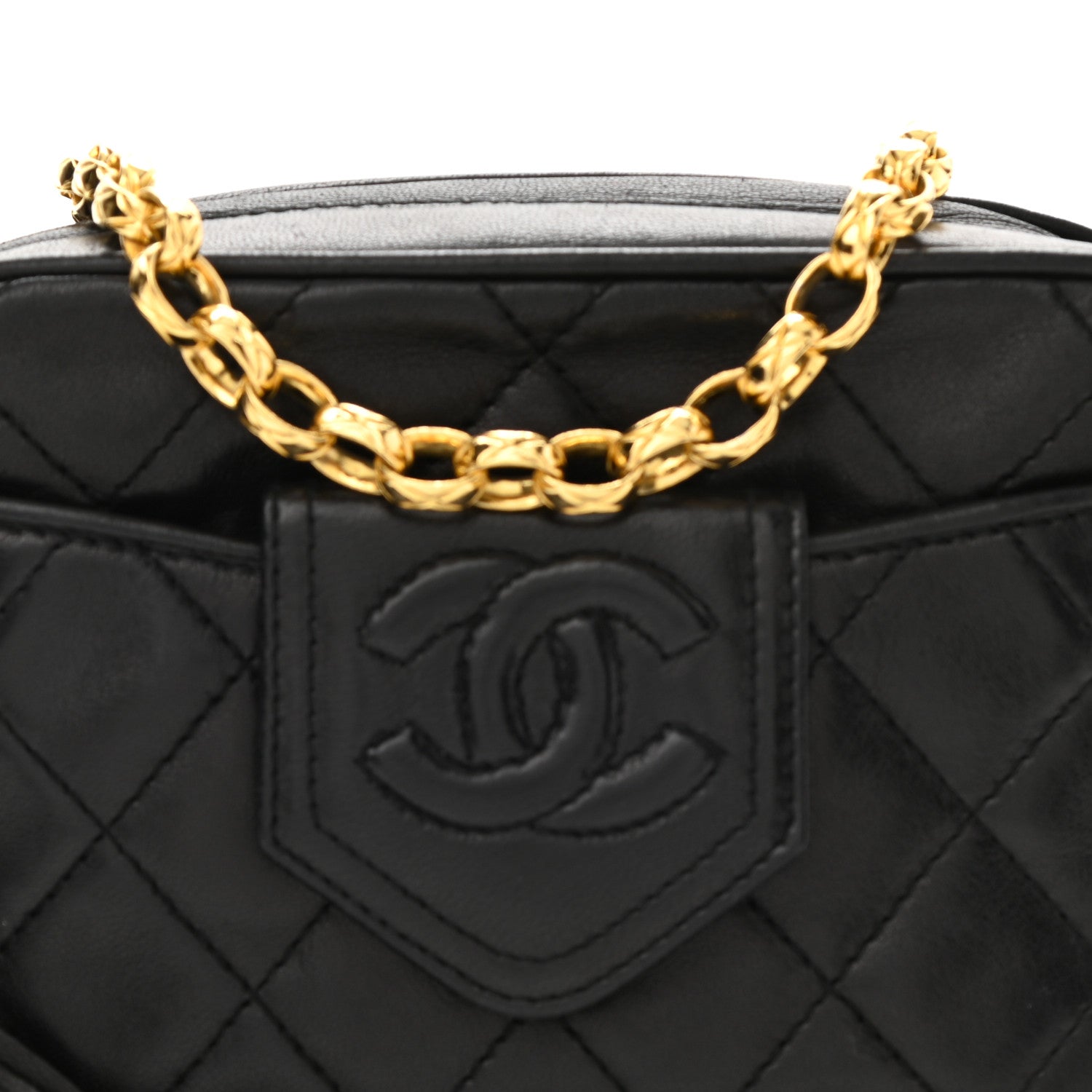 Chanel Lambskin Quilted CC Tassel Camera Case Black 9 of 12