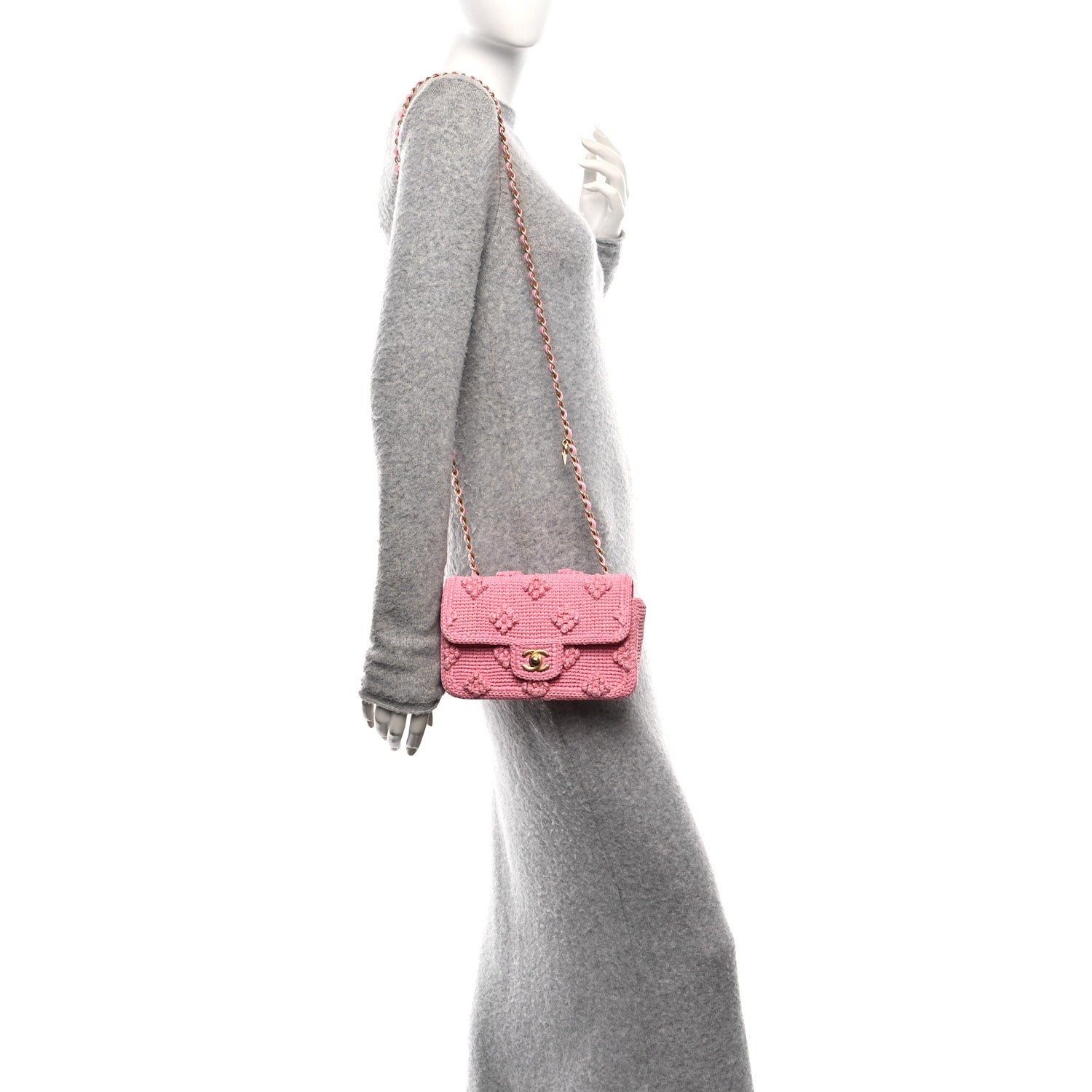 Chanel Raffia Small Dolce Raffia Flap Bag Pink 2 of 11