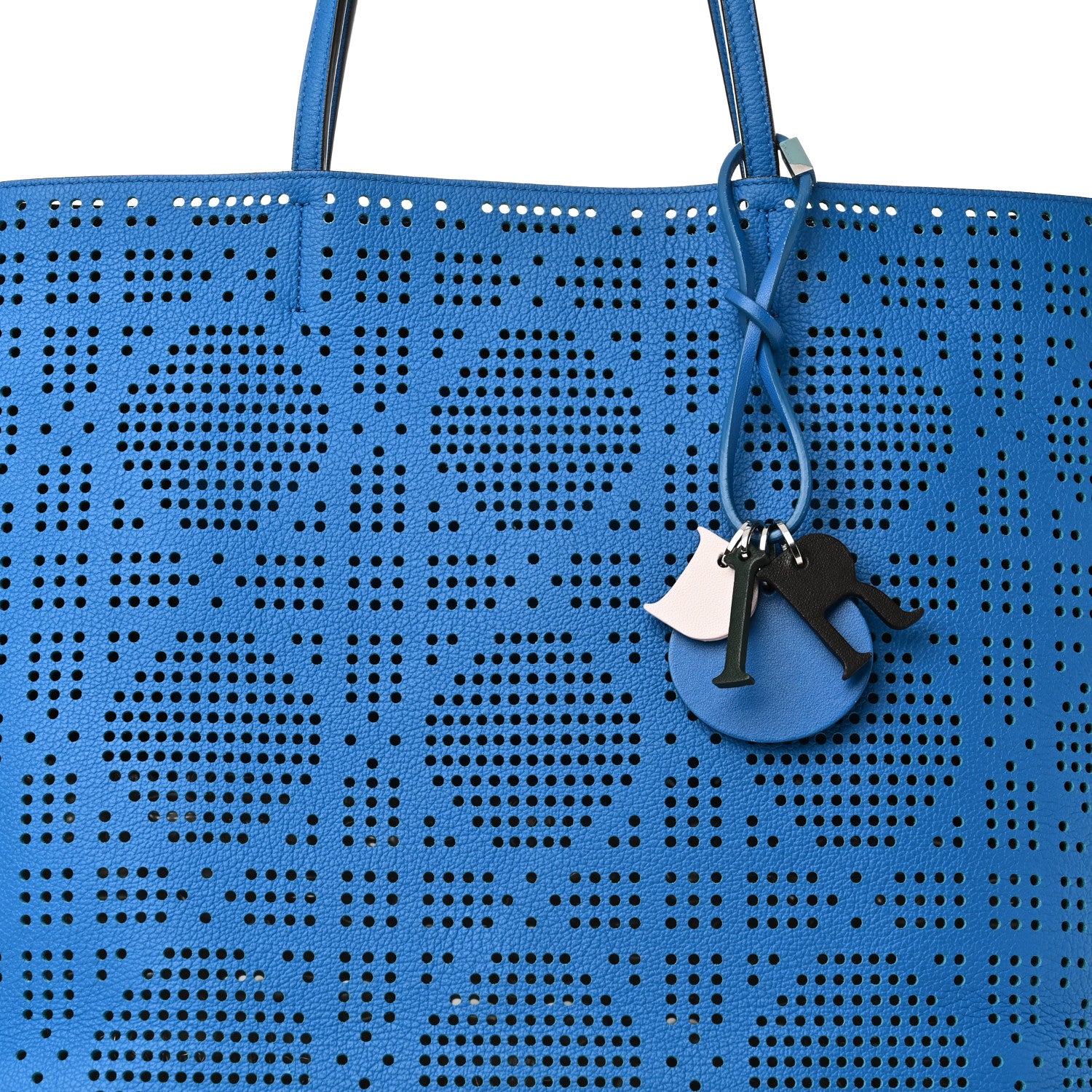 Christian Dior Calfskin Perforated Cannage Dioriva Tote Blue 7 of 9