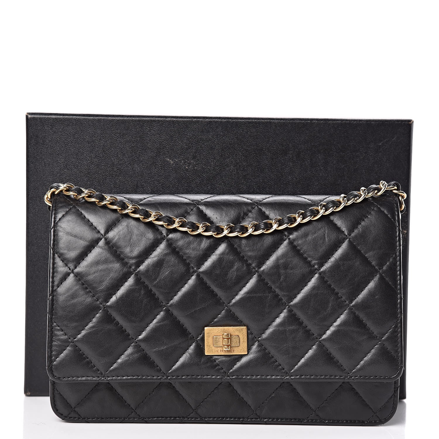 Chanel Aged Calfskin Quilted Reissue Wallet On Chain WOC Black 12 of 12