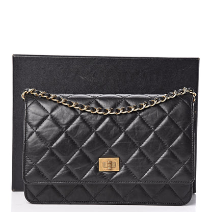Chanel Aged Calfskin Quilted Reissue Wallet On Chain WOC Black 12 of 12