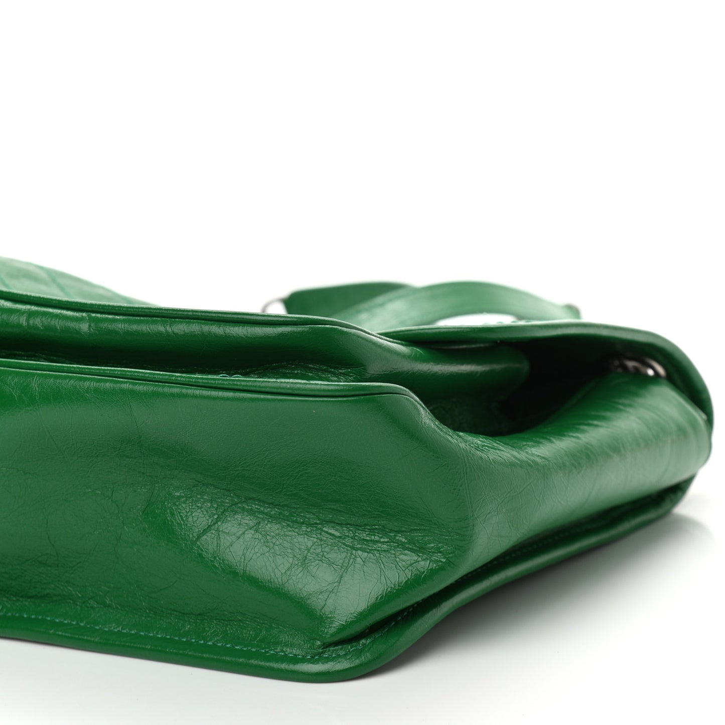 Crinkled Calfskin Matelasse Monogram Medium Niki Chain Satchel New Vert Praire