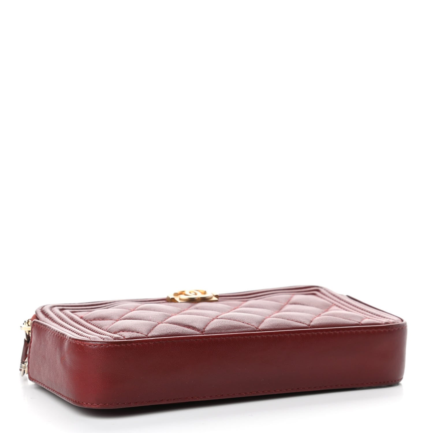 Chanel Lambskin Quilted Small Boy Clutch With Chain Dark Red 3 of 4