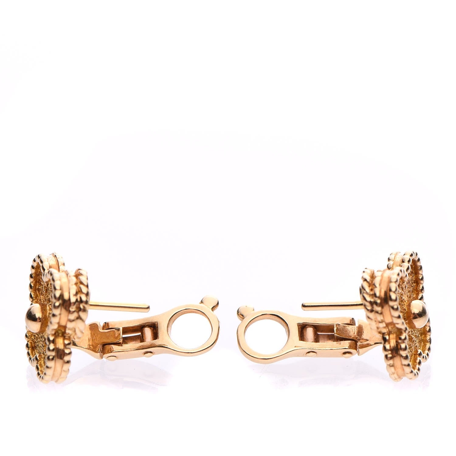 Van Cleef & Arpels 18K Yellow Gold Vintage Alhambra Earrings 4 of 6
