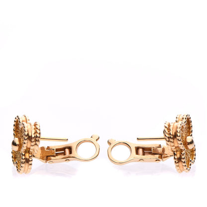 Van Cleef & Arpels 18K Yellow Gold Vintage Alhambra Earrings 4 of 6