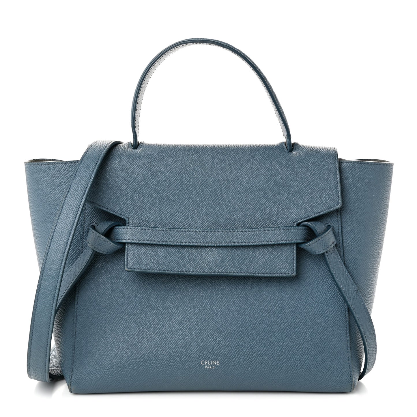 Grained Calfskin Micro Belt Bag Washed Blue