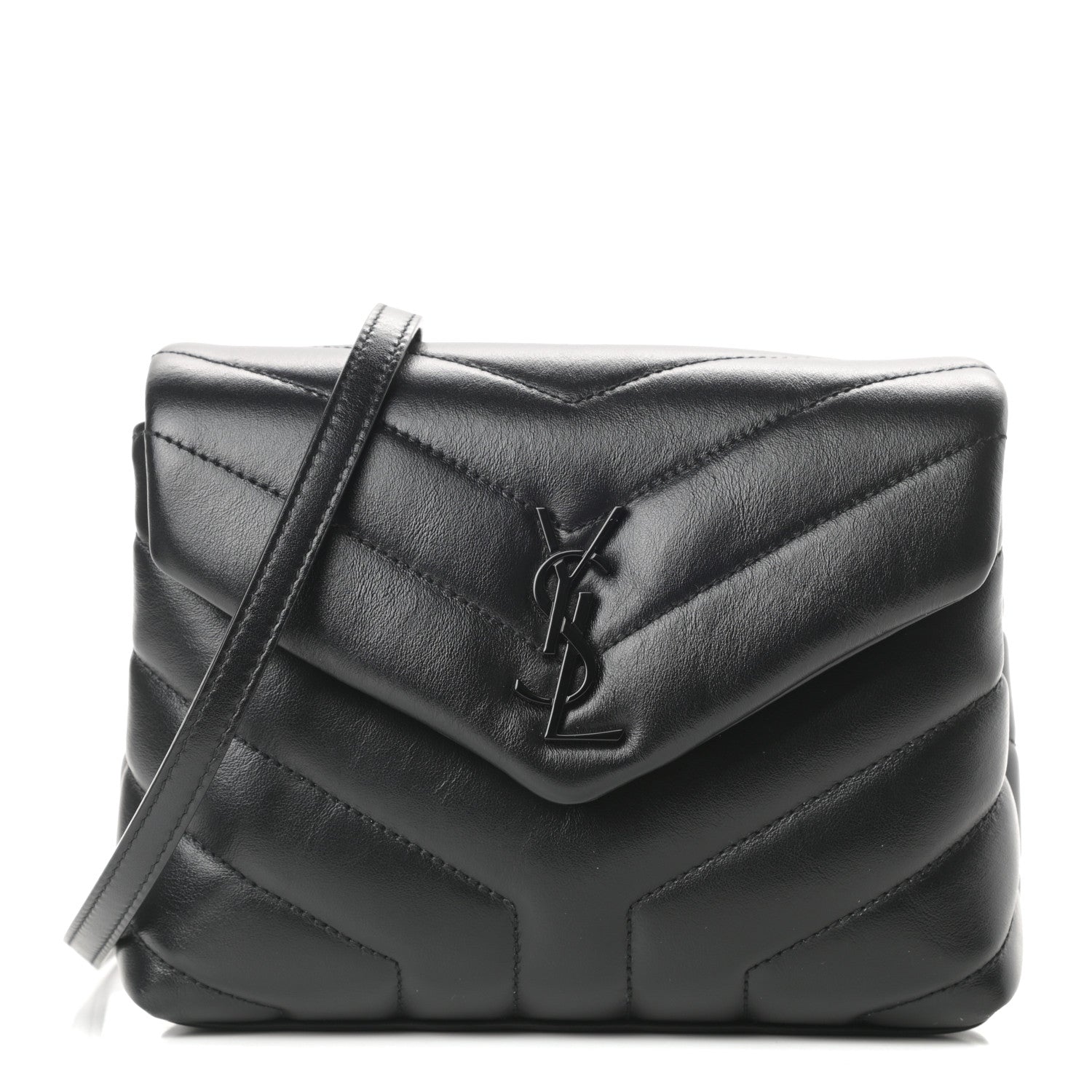 Saint Laurent Calfskin Y Quilted Monogram Toy Loulou Crossbody Bag Black 1 of 11