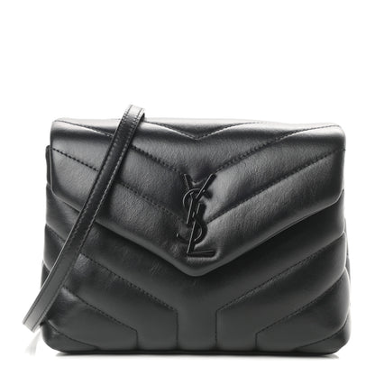 Saint Laurent Calfskin Y Quilted Monogram Toy Loulou Crossbody Bag Black 1 of 11