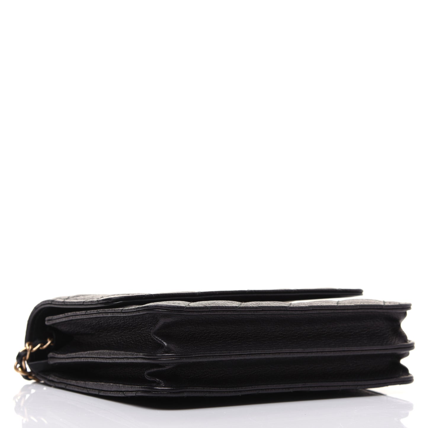 Letter Calfskin Embossed Quilted Square Wallet On Chain WOC Black