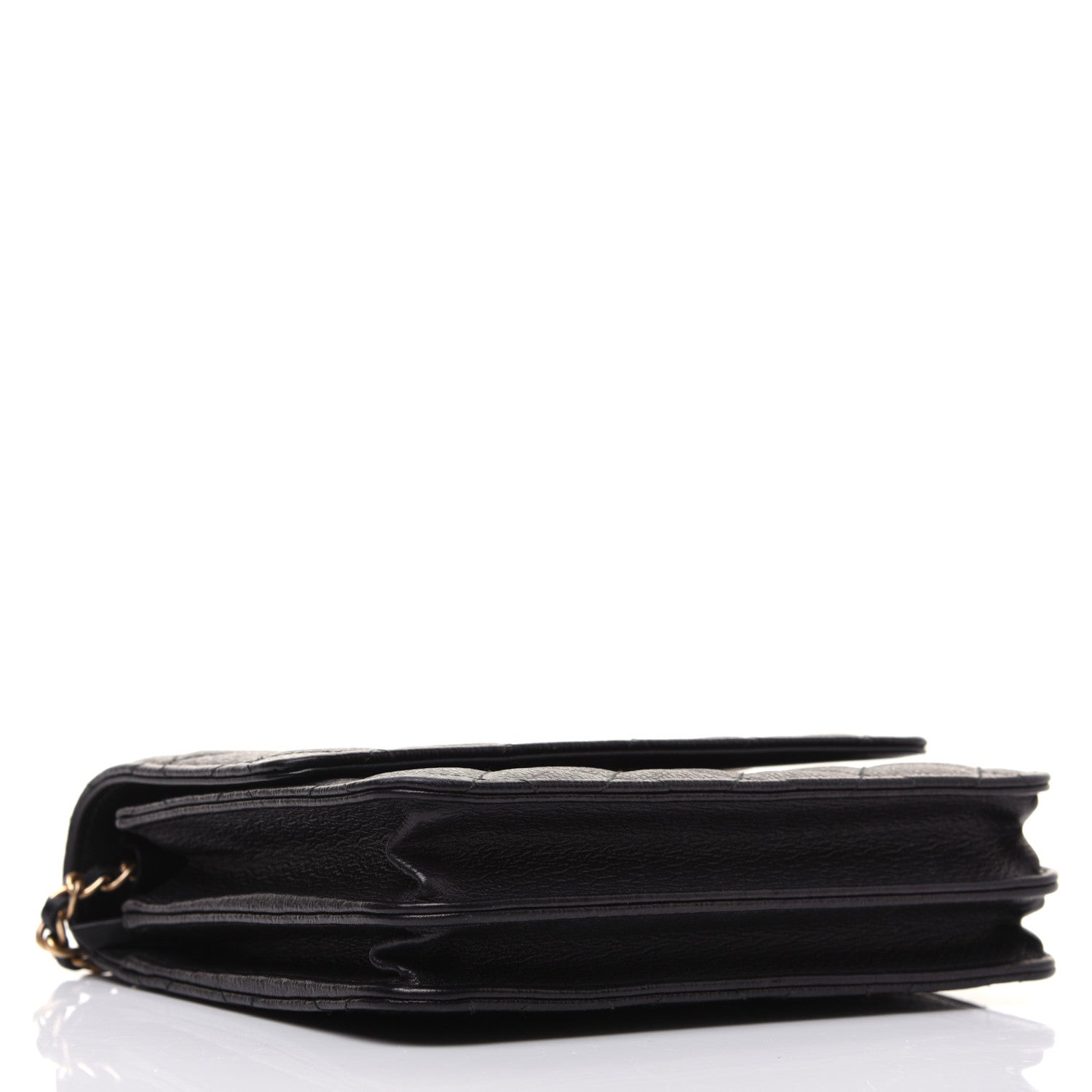Chanel Letter Calfskin Embossed Quilted Square Wallet On Chain WOC Black 4 of 16