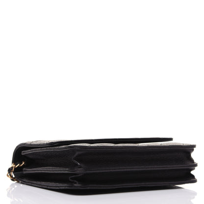 Chanel Letter Calfskin Embossed Quilted Square Wallet On Chain WOC Black 4 of 16