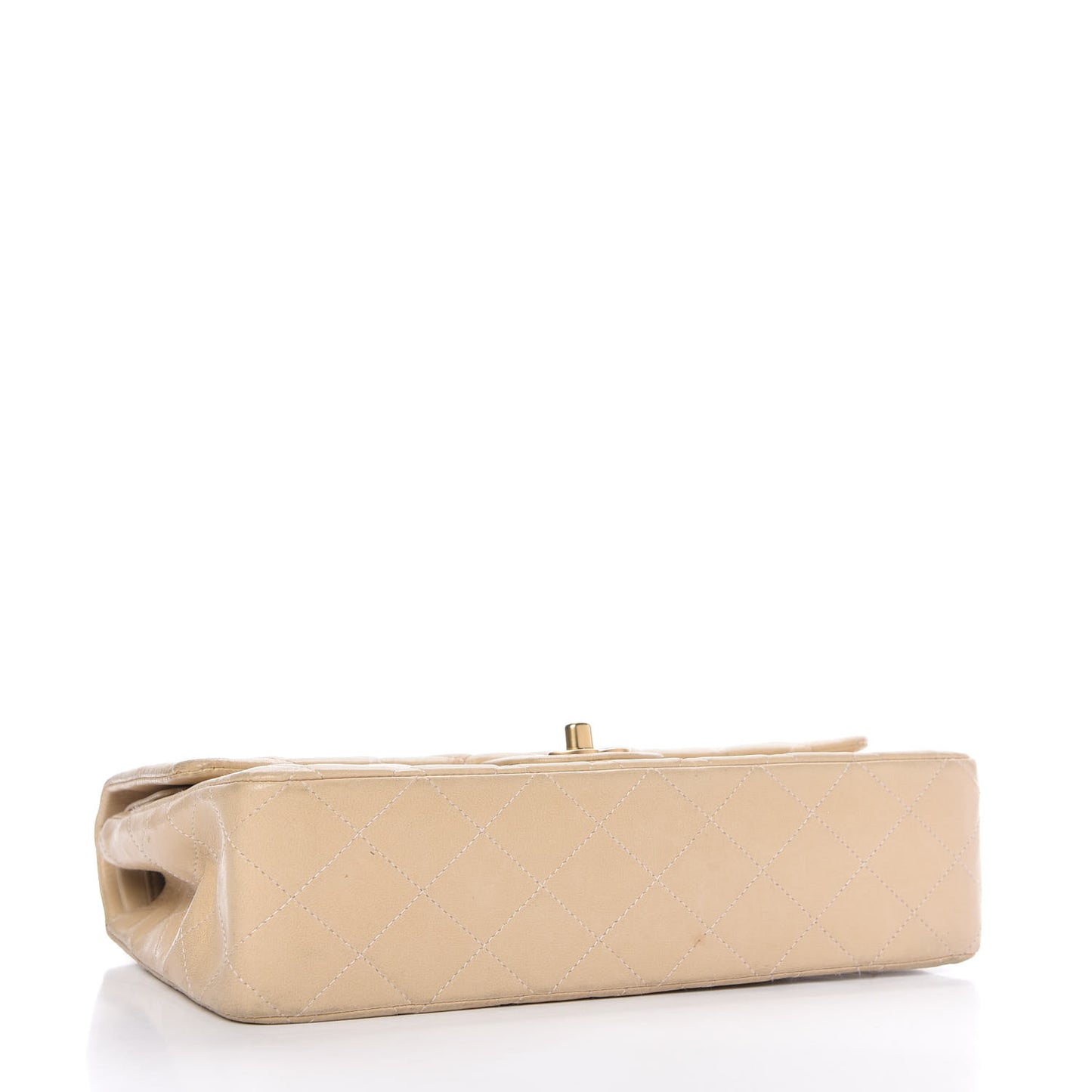 Lambskin Quilted Medium Double Flap Beige