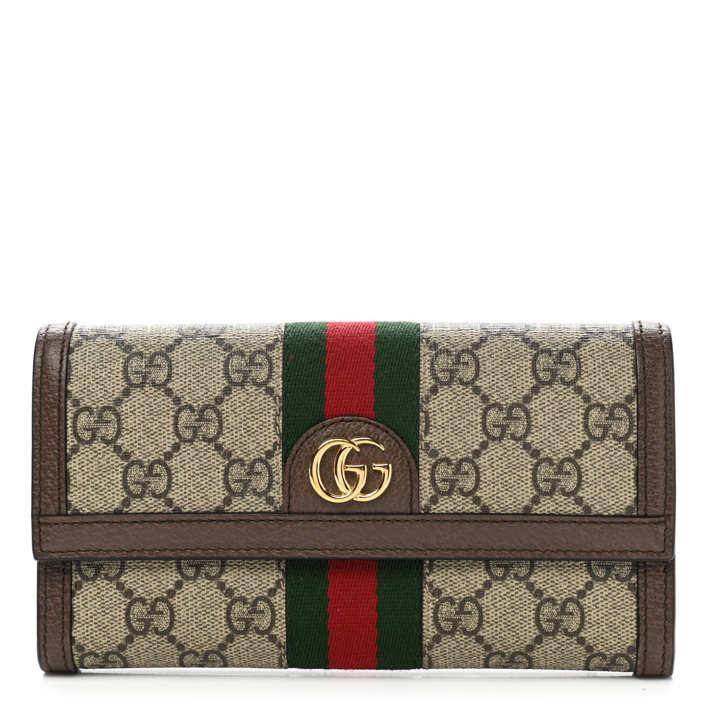 GG Supreme Monogram Web Ophidia Continental Wallet Brown