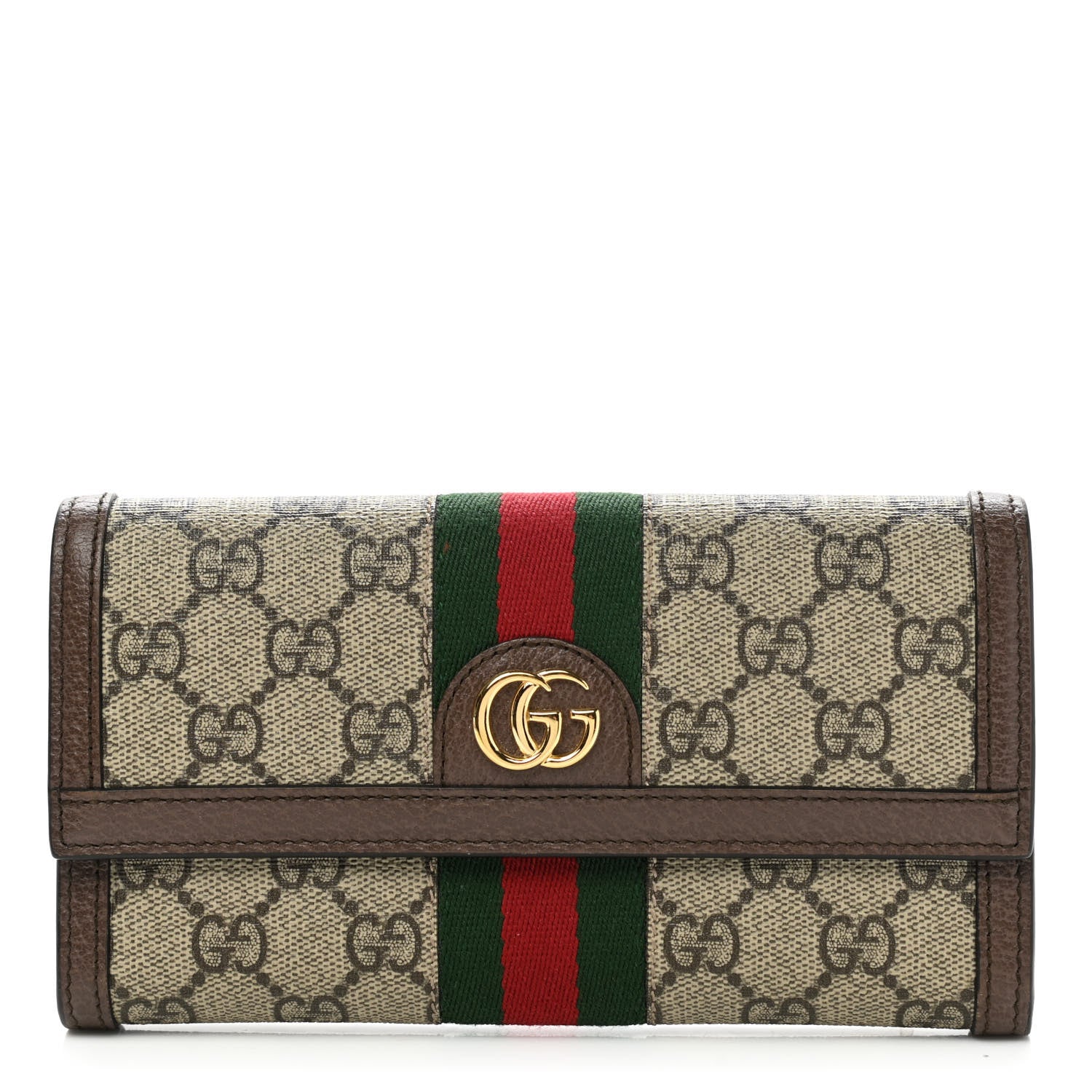 Gucci GG Supreme Monogram Web Ophidia Continental Wallet Brown 1 of 11