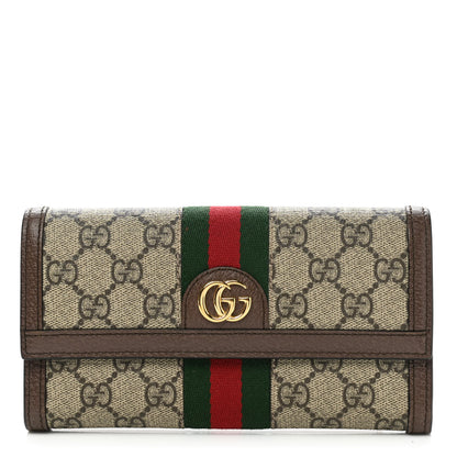 Gucci GG Supreme Monogram Web Ophidia Continental Wallet Brown 1 of 11