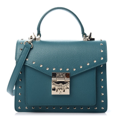 MCM Calfskin Studded Small Patricia Crossbody Bag Deep Lagoon 1 of 11
