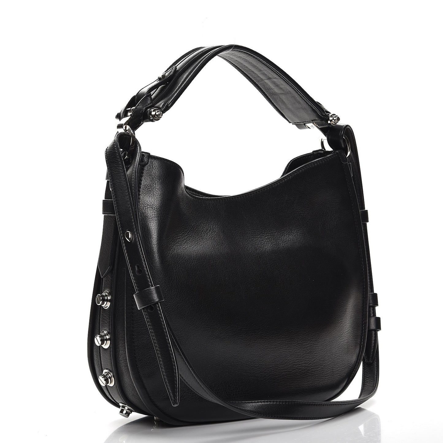Calfskin Small Studded Obsedia Hobo Black