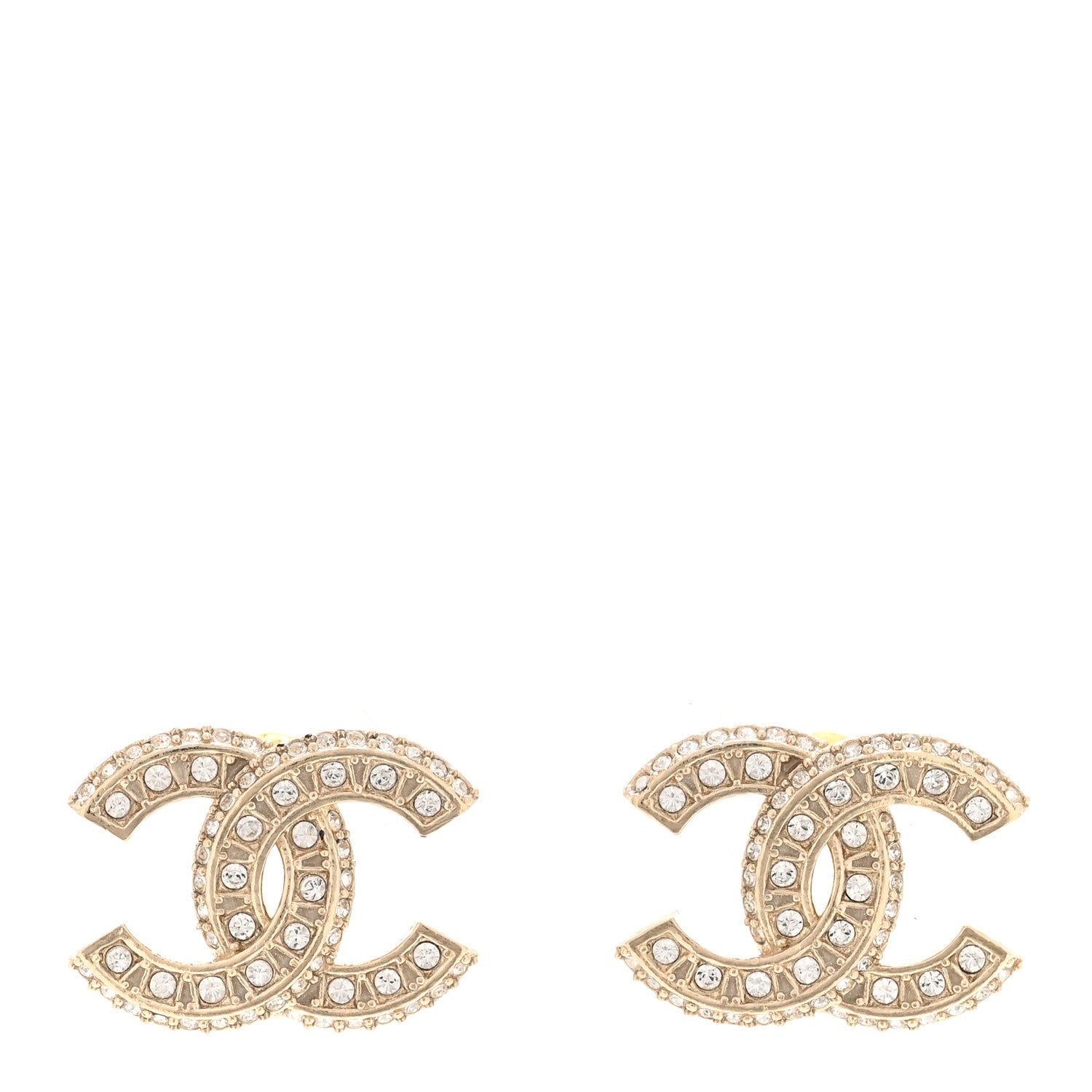Chanel Crystal Timeless CC Earrings Light Gold 1 of 5