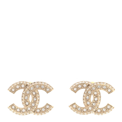 Chanel Crystal Timeless CC Earrings Light Gold 1 of 5