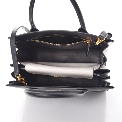 Prada Saffiano City Calfskin Medium Bibliothèque Top Handle Black White 5 of 9