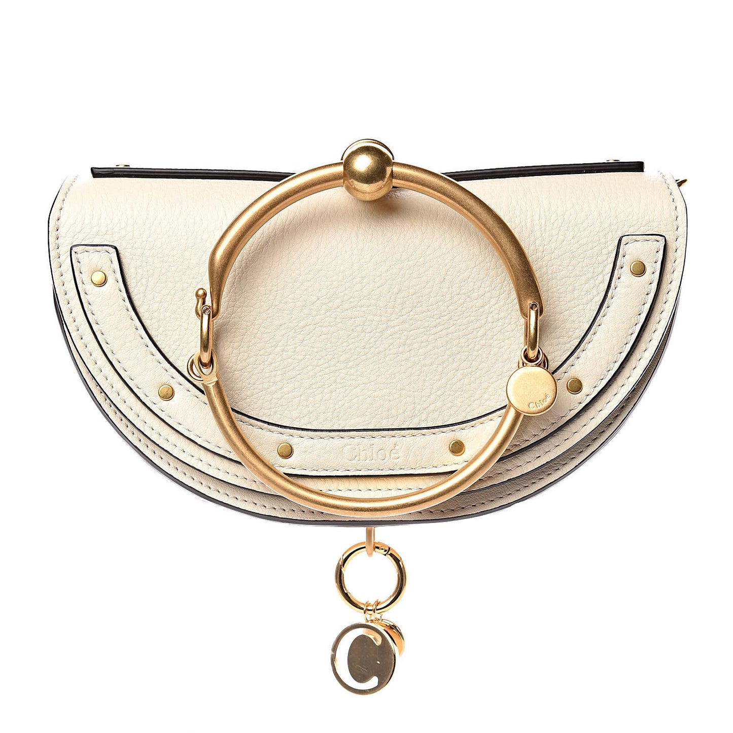 Calfskin Small Nile Bracelet Minaudiere Bag Off White