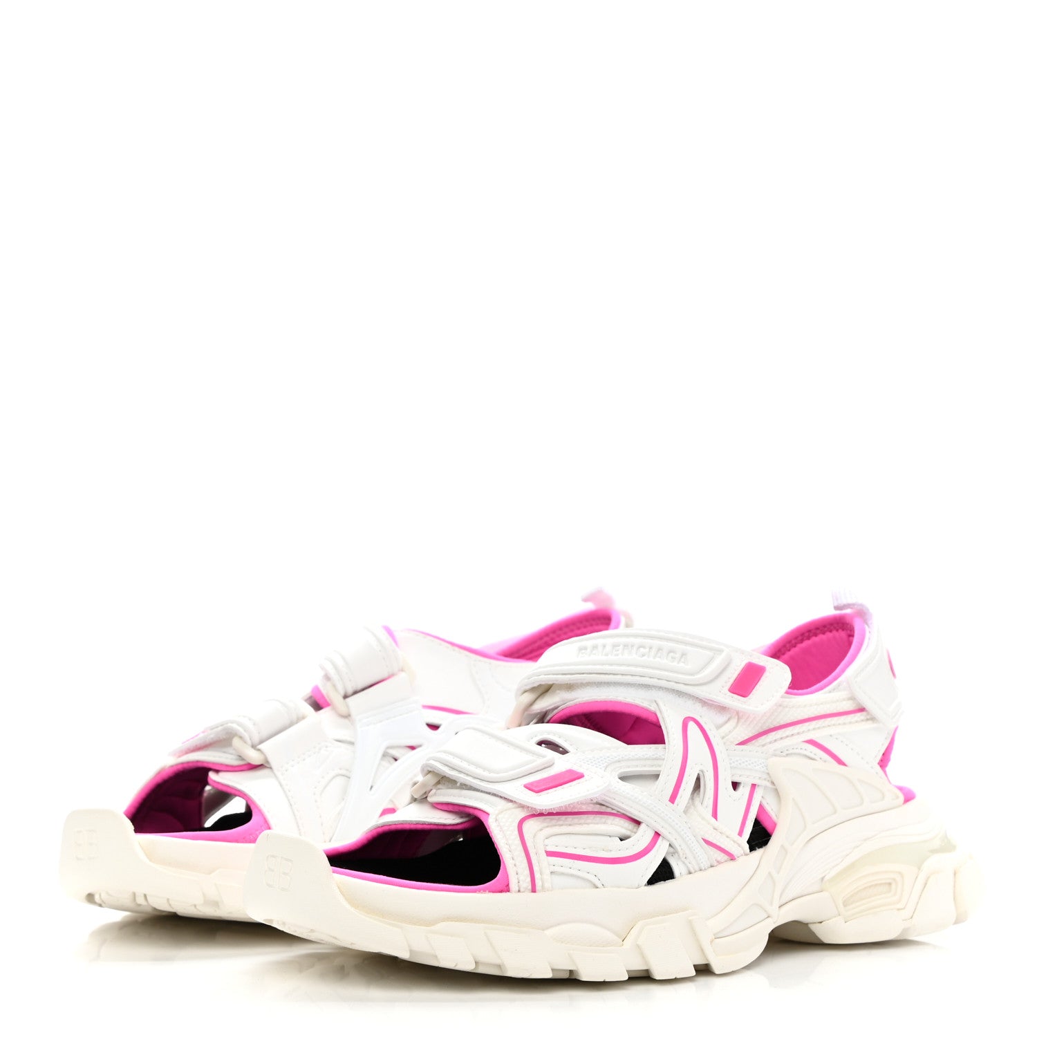 Balenciaga Rubber Neoprene Bi-Color Womens Track Sandals 36 White Fluo Pink 3 of 8
