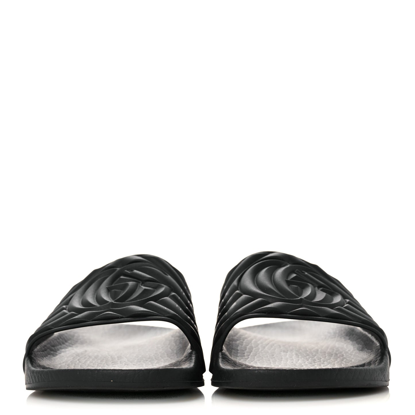 Rubber Matelasse Womens Slide Sandals 35 Black