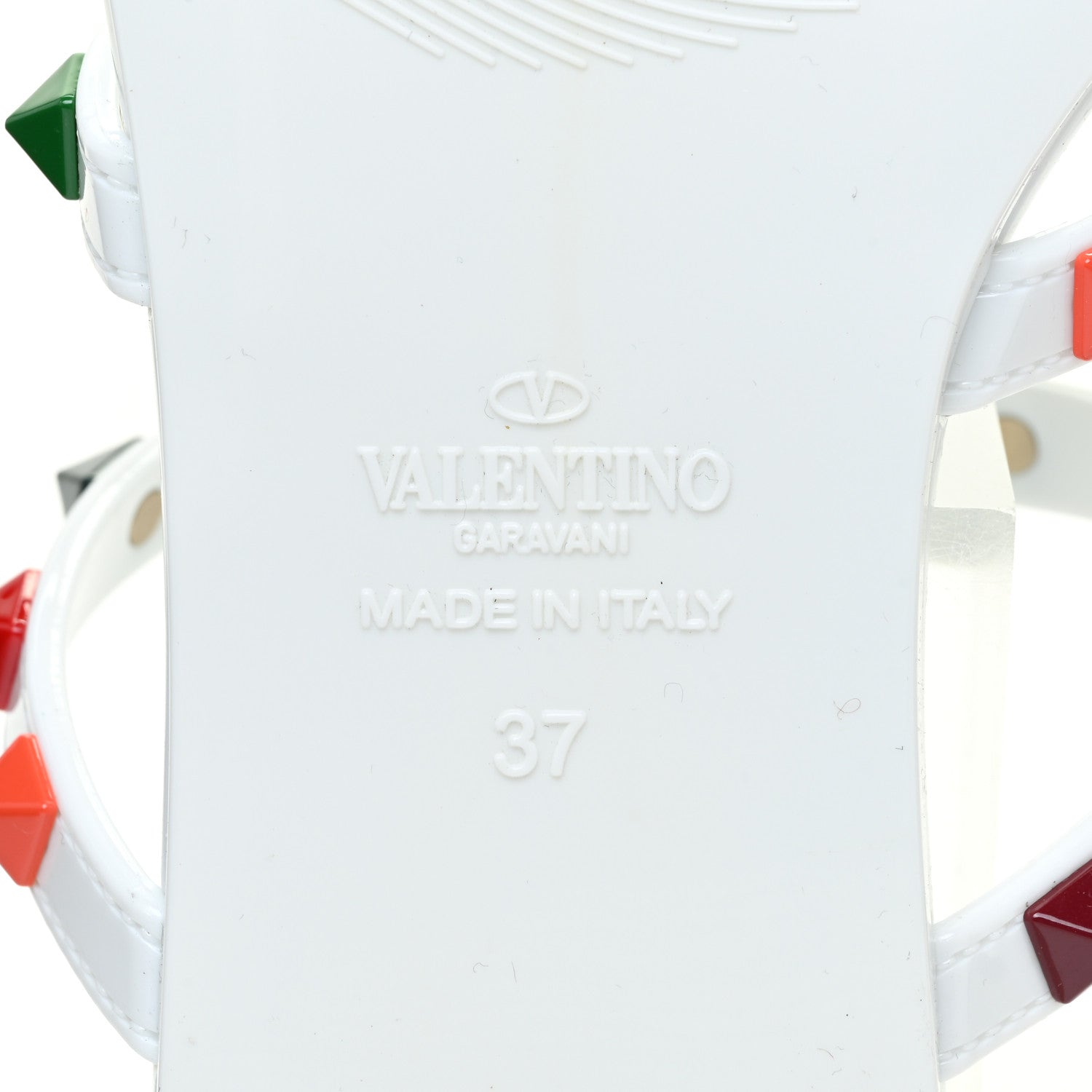 Valentino Garavani PVC Jelly Rockstud Caged Flat Thong Sandals 37 White Multicolor 6 of 10