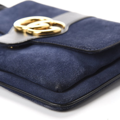 Gucci Suede Medium Arli Flap Shoulder Bag Blue Ink Black 7 of 11
