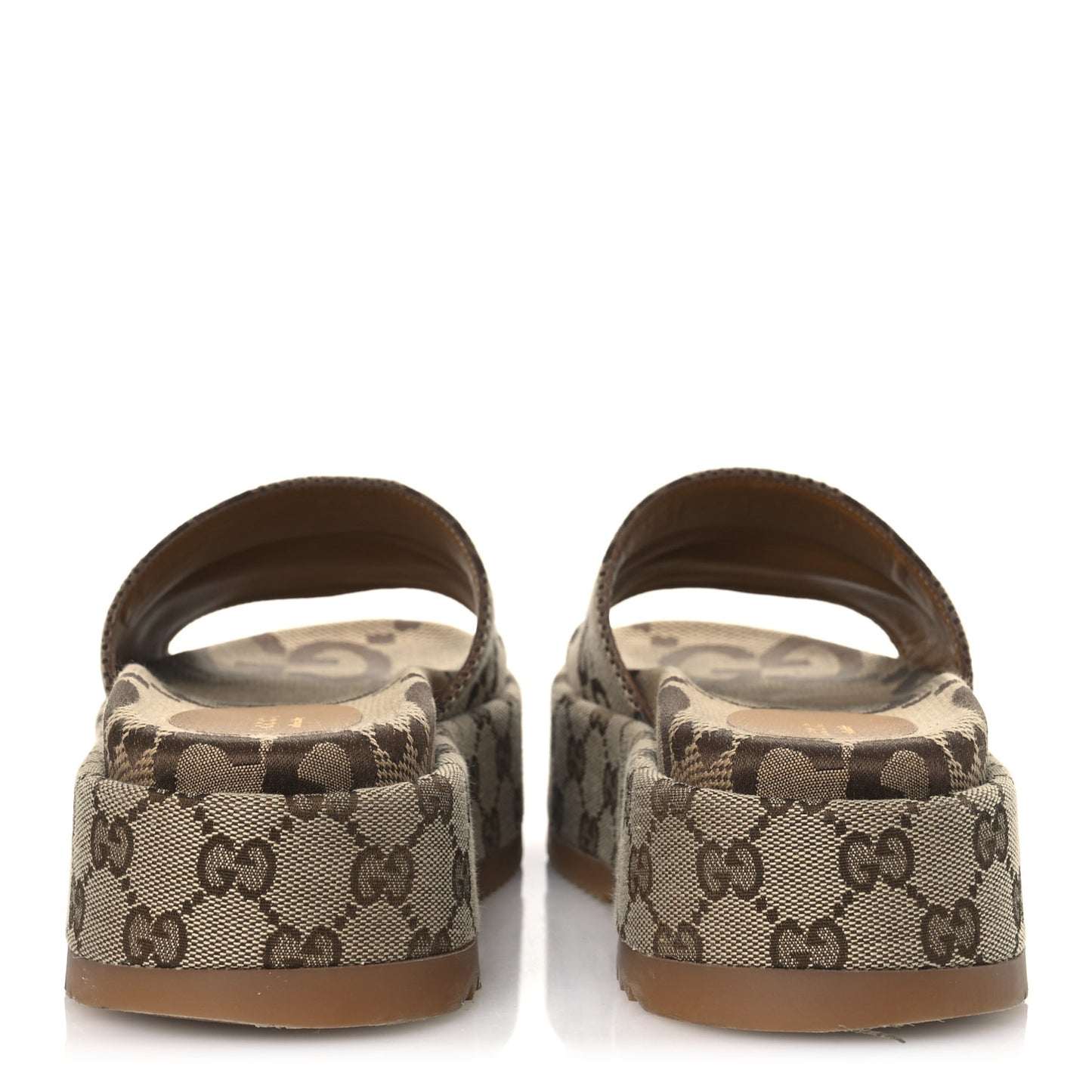 Monogram Maxi GG Angelina Platform 55mm Slide Sandals 37 Camel Ebony