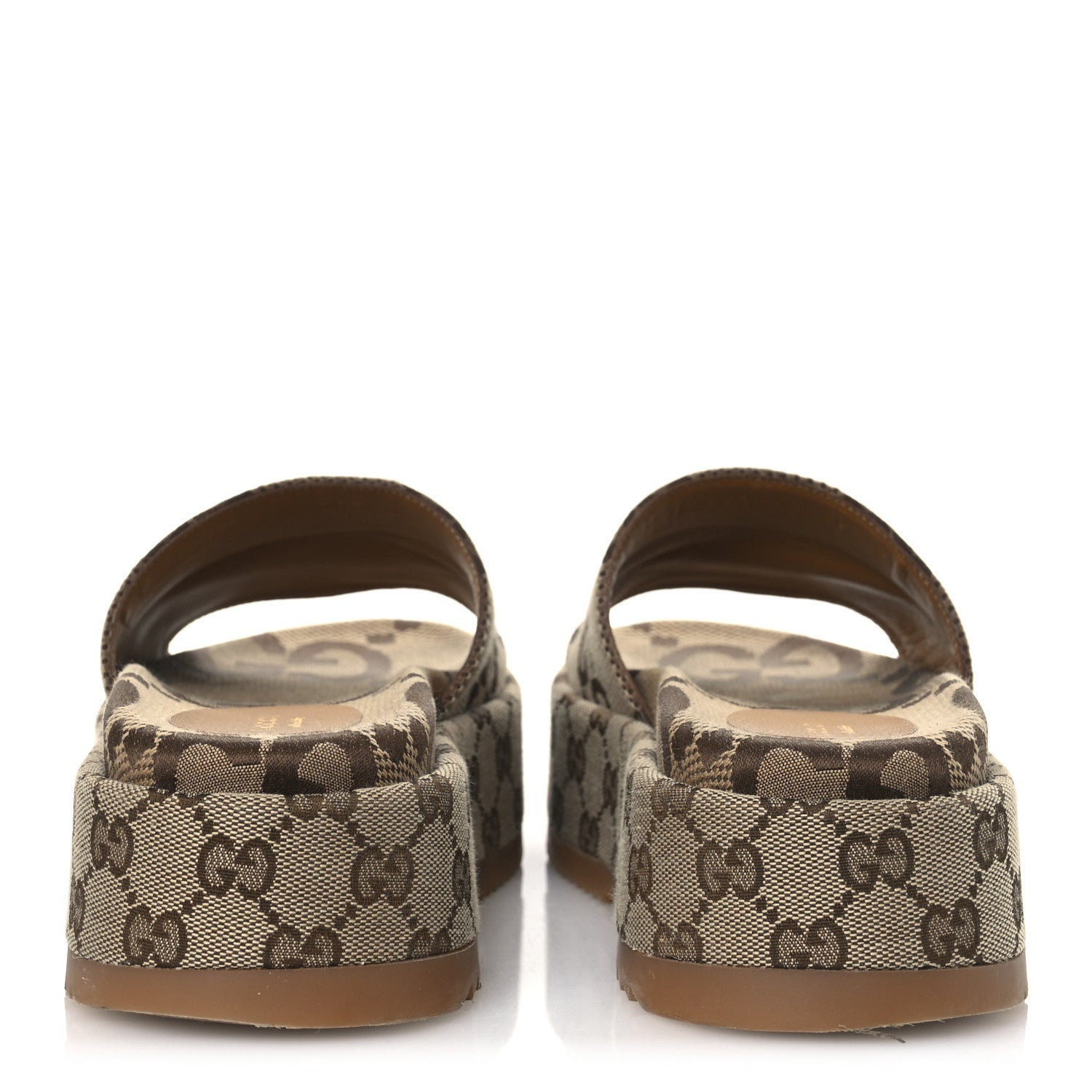 Gucci Monogram Maxi GG Angelina Platform 55mm Slide Sandals 37 Camel Ebony 6 of 12