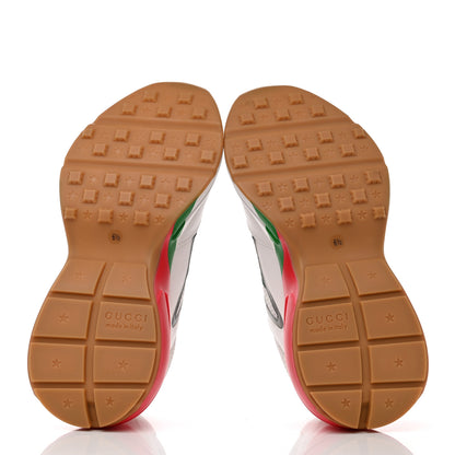 Gucci Lavaredo Eco Fabric Mesh Web Mens Rhyton Reflective Sneakers 6.5 Great White Green Red Silver 5 of 8