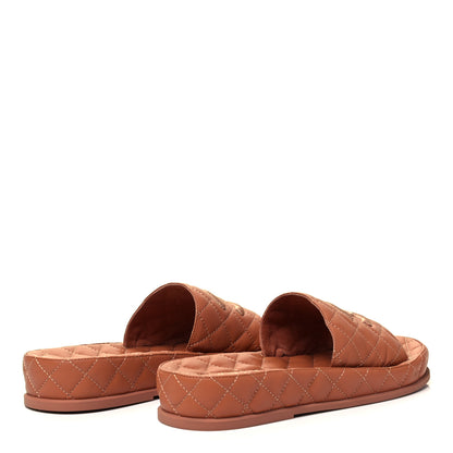 Chanel Lambskin Quilted CC Mules Sandals 39 Brown 4 of 8